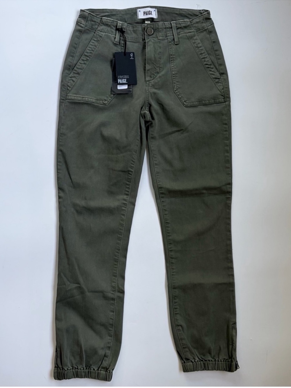 NWT PAIGE Mayslie Mid Rise Utility Jogger Pants Ivy Green 25